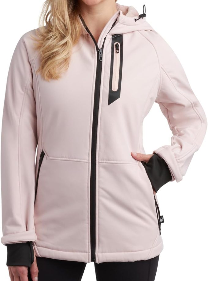 Womens Softshell Jacket - Lightweight Terry Fleece Hoodies for Women Water Resistant Zip Up Womens Windbreaker Jacket