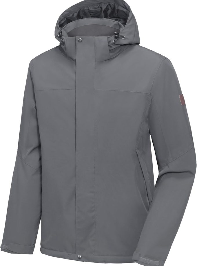 Men's Waterproof Ski Snowboarding Jacket Windproof Warm Coat with Detachable Hood