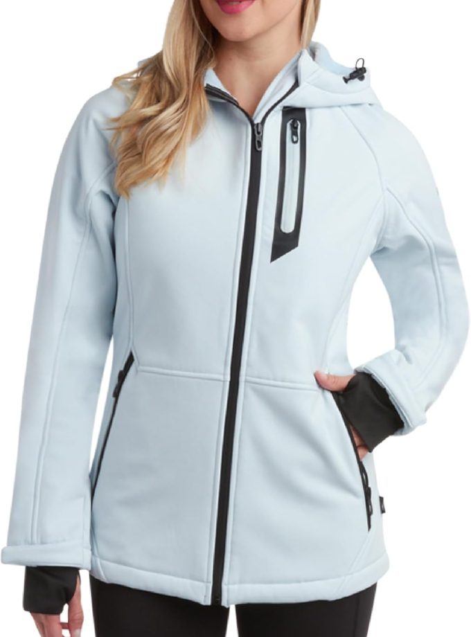 Womens Softshell Jacket - Lightweight Terry Fleece Hoodies for Women Water Resistant Zip Up Womens Windbreaker Jacket