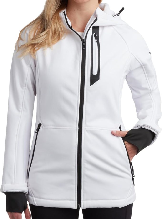 Womens Softshell Jacket - Lightweight Terry Fleece Hoodies for Women Water Resistant Zip Up Womens Windbreaker Jacket