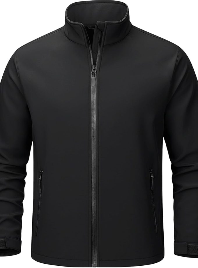 Men's Lightweight Softshell Jacket Waterproof Lightweight Fleece Lined Winter Coat with 4 Pockets Windbreaker