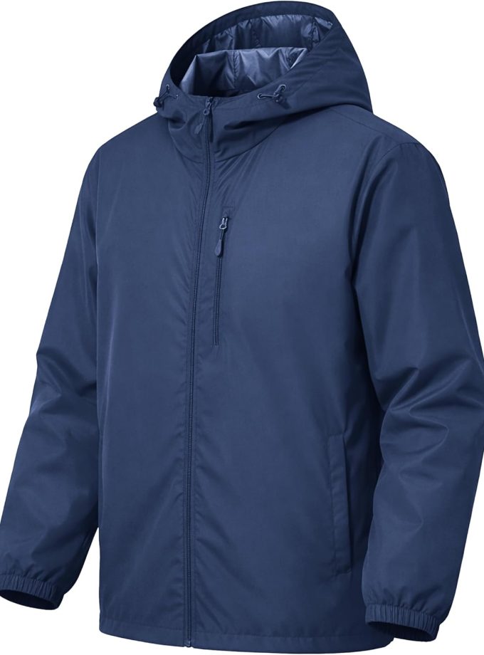 Men's Cycling Jacket Rain Jacket Waterproof Windbreaker Raincoat Running Hiking Gear Hood Lightweight Packable