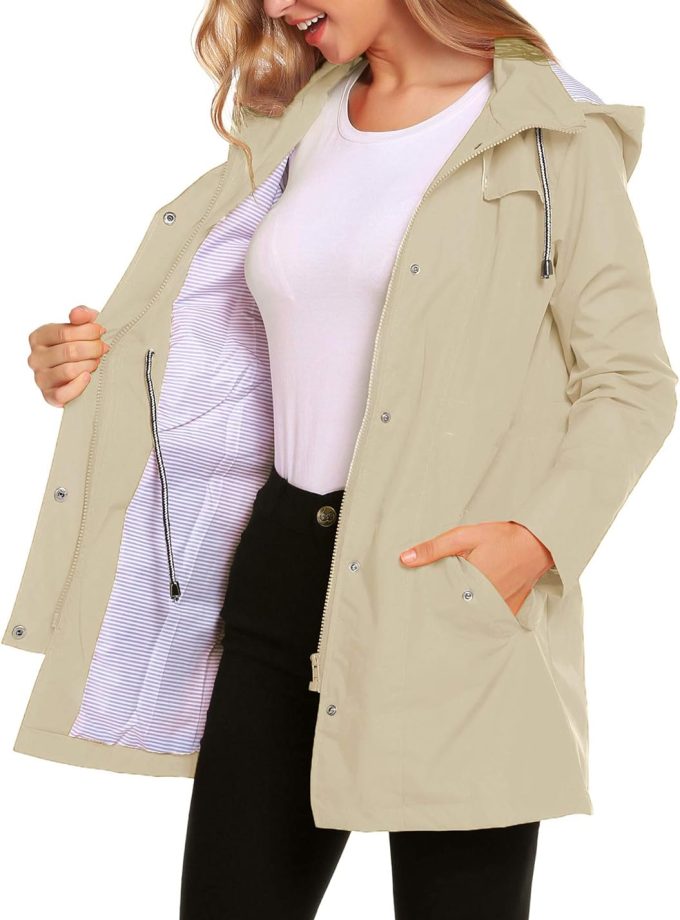 Women Lightweight Hooded Waterproof Active Outdoor Rain Jacket