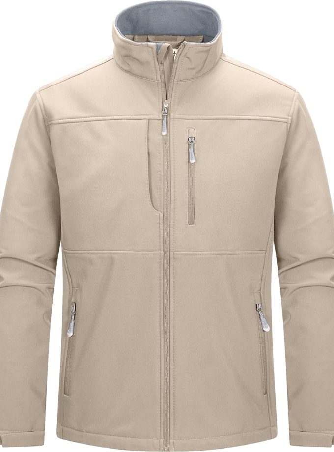 Men's Lightweight Softshell Jacket Warm Fleece Lined Windbreaker Waterproof Soft Shell for Outdoor Hiking