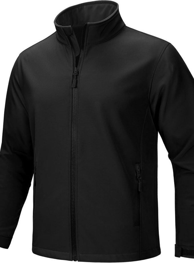 Men's Lightweight Softshell Jacket Warm Fleece Lined Waterproof Rain Jacket Windbreaker Windproof Soft Shell Outdoor