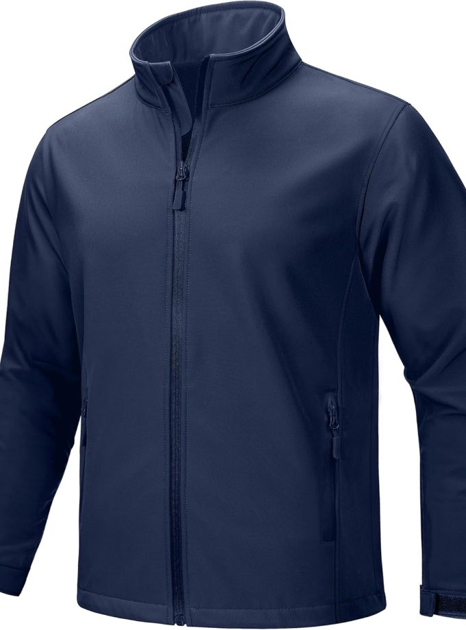 Men's Lightweight Softshell Jacket Warm Fleece Lined Waterproof Rain Jacket Windbreaker Windproof Soft Shell Outdoor