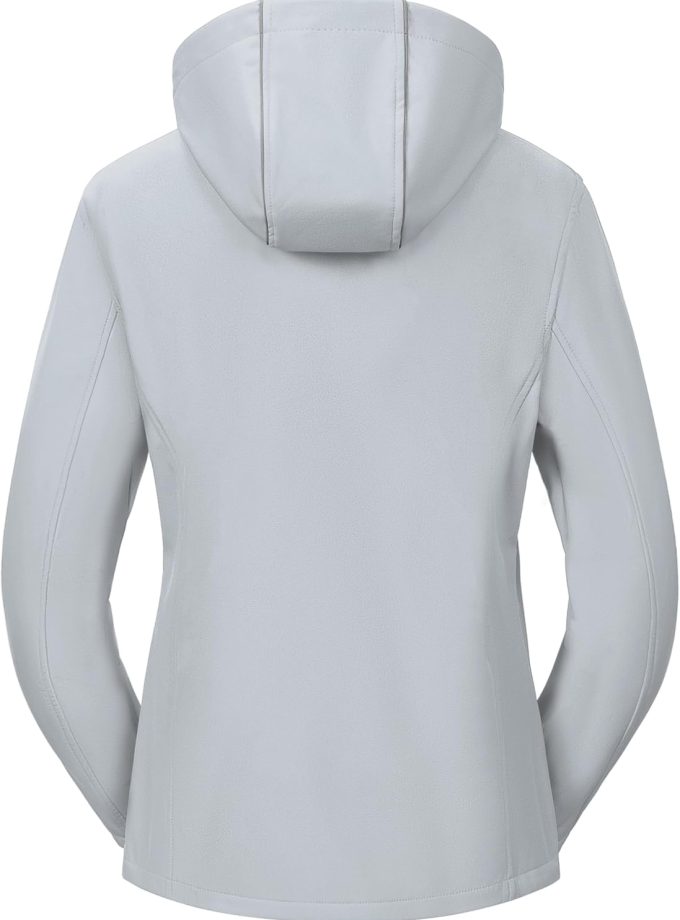 Women Softshell Jacket Lightweight Fleece Lined Rain Jacket Waterproof Warm Windbreaker Coat With Removable Hood