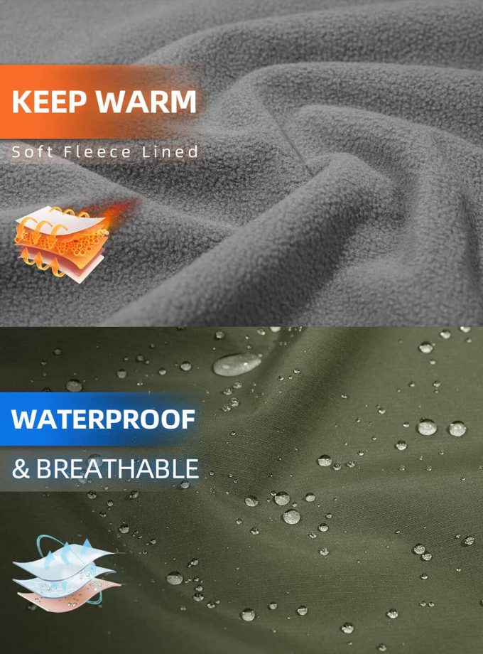 Womens Fleece Lined Rain Jacket Waterproof Lightweight Fall Winter Windbreaker Hooded Softshell Jackets