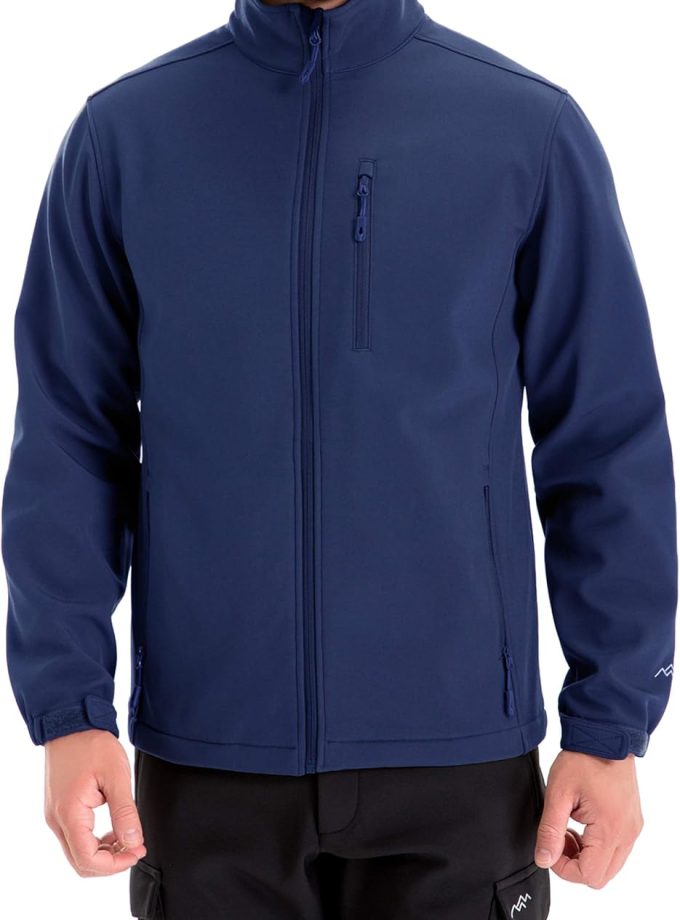 Men's Softshell Jacket Fleece Lined Windbreaker,Lightweight Water Resistant Winter Coat