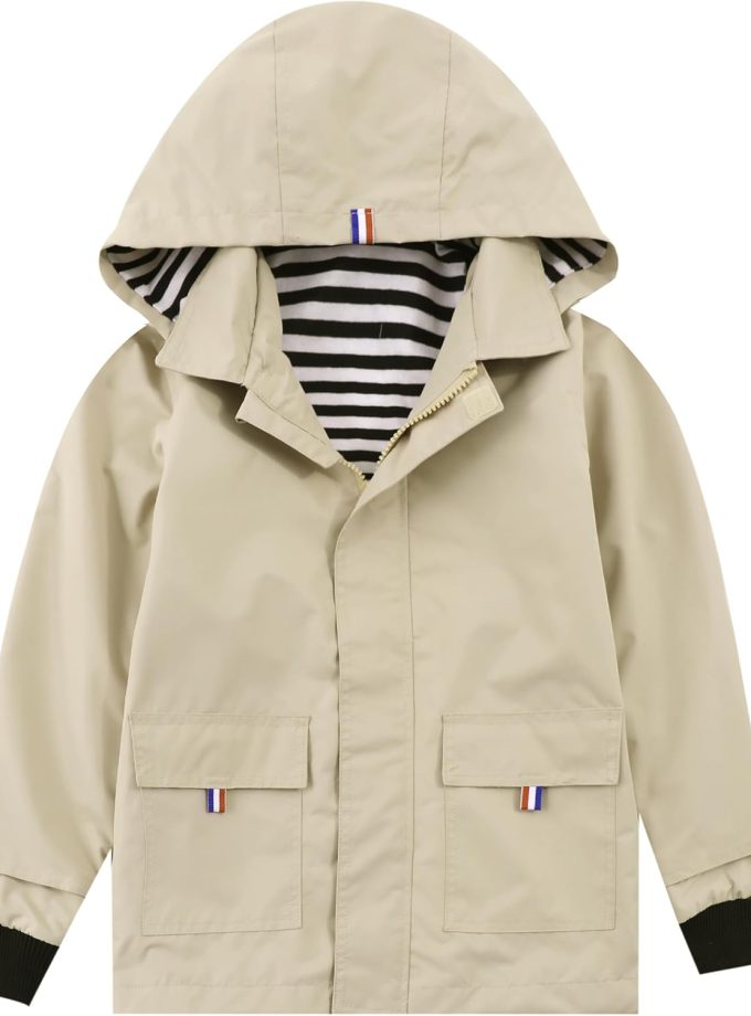 Boys Girls Waterproof Hooded Jackets Cotton Lined Rain Jackets