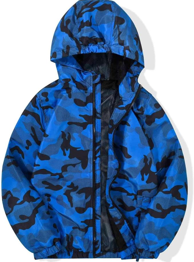 Boys Windbreaker Jacket Hooded Lightweight Windroof Water-resistant Outdoor Coats for Kids