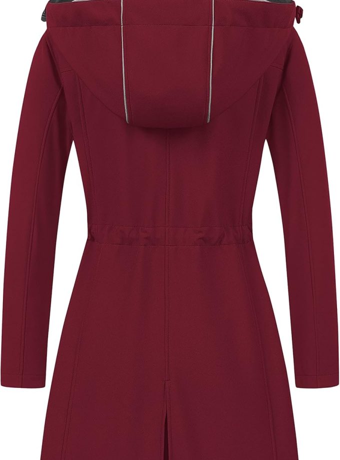 Women Lightweight Waterproof Long Softshell Tactical Jacket Fleece Lined Windbreaker