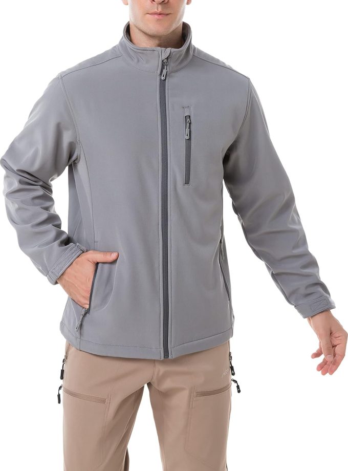 Men's Softshell Jacket Fleece Lined Windbreaker,Lightweight Water Resistant Winter Coat