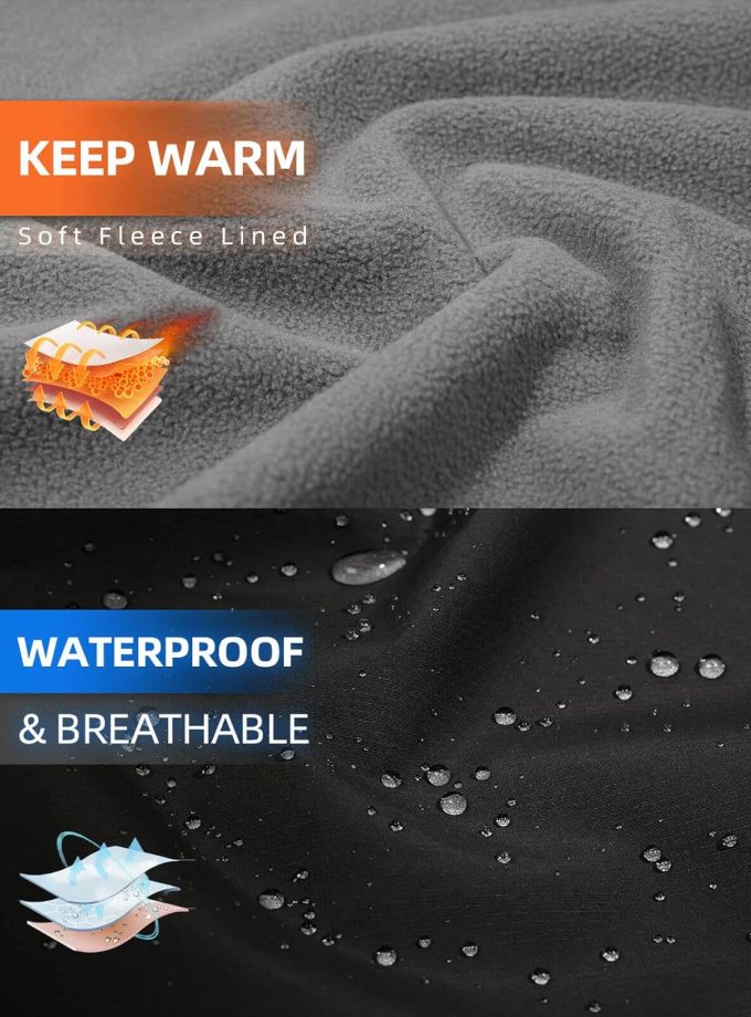 Womens Fleece Lined Rain Jacket Waterproof Lightweight Fall Winter Windbreaker Hooded Softshell Jackets