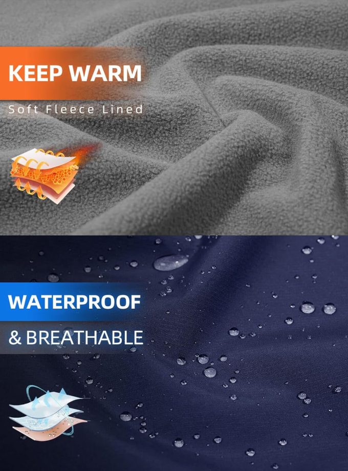 Womens Fleece Lined Rain Jacket Waterproof Lightweight Fall Winter Windbreaker Hooded Softshell Jackets