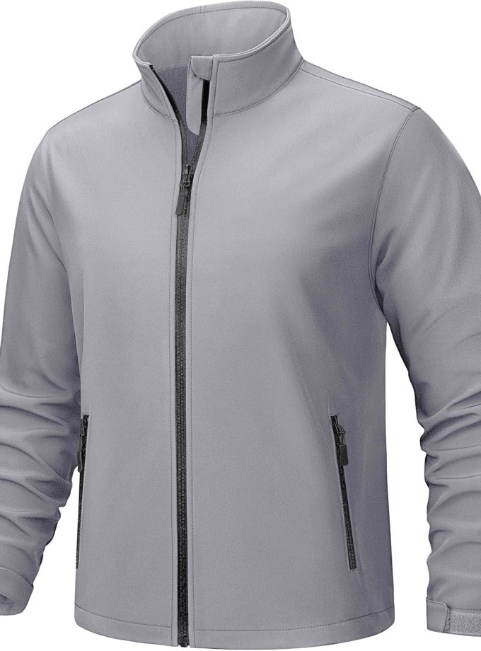 Men's Lightweight Softshell Jacket Waterproof Lightweight Fleece Lined Winter Coat with 4 Pockets Windbreaker