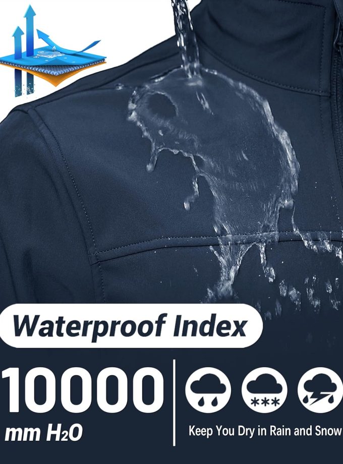 Men's Lightweight Softshell Jacket Fleece Lined Waterproof Tactical Rain Zip Up Winter Coat Windbreaker Casual