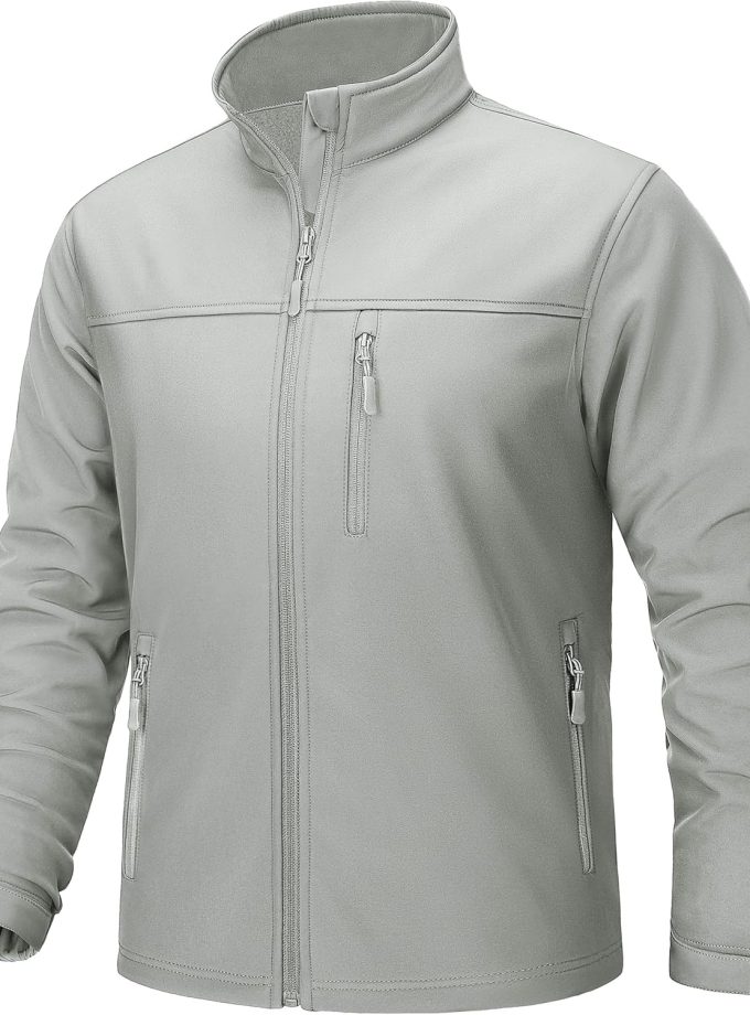 Men's Lightweight Softshell Jacket Fleece Lined Waterproof Tactical Rain Zip Up Winter Coat Windbreaker Casual