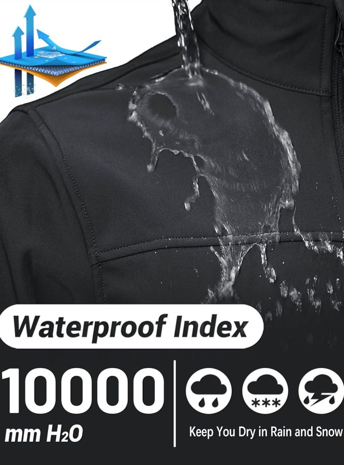 Men's Lightweight Softshell Jacket Fleece Lined Waterproof Tactical Rain Zip Up Winter Coat Windbreaker Casual