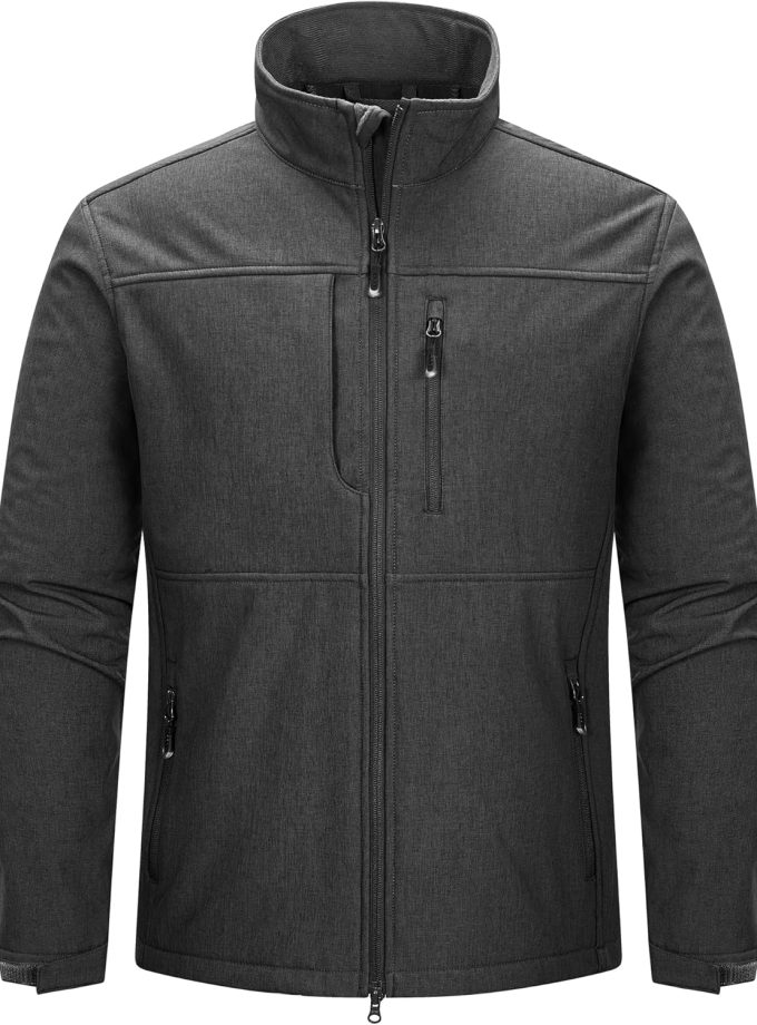 Men's Lightweight Softshell Jacket Warm Fleece Lined Windbreaker Waterproof Soft Shell for Outdoor Hiking