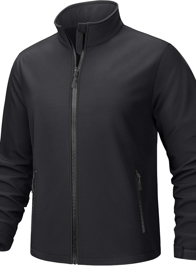 Men's Lightweight Softshell Jacket Waterproof Lightweight Fleece Lined Winter Coat with 4 Pockets Windbreaker