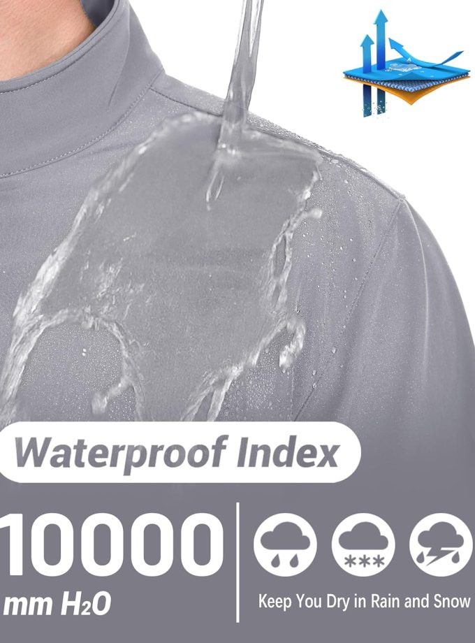 Men's Lightweight Softshell Jacket Waterproof Lightweight Fleece Lined Winter Coat with 4 Pockets Windbreaker