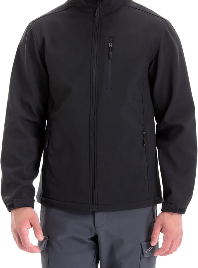 Men's Softshell Jacket Fleece Lined Windbreaker,Lightweight Water Resistant Winter Coat