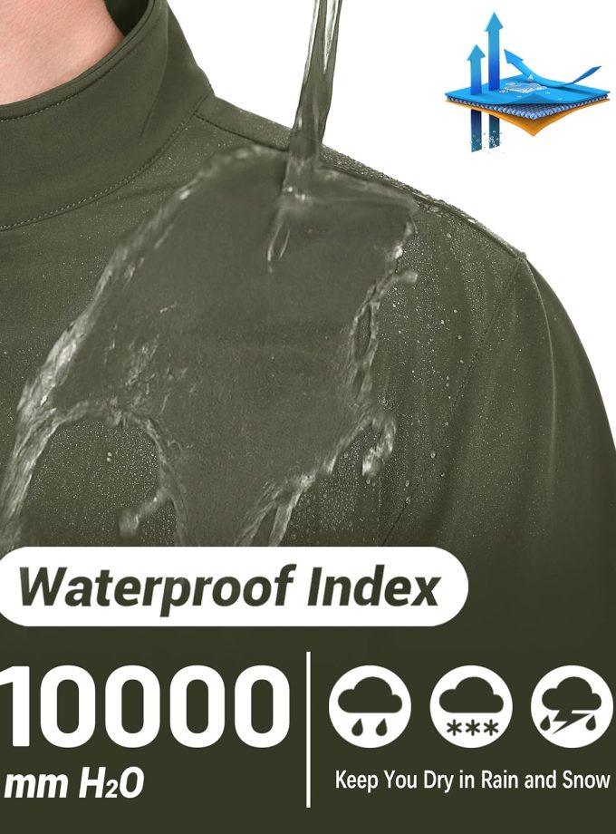 Men's Lightweight Softshell Jacket Waterproof Lightweight Fleece Lined Winter Coat with 4 Pockets Windbreaker