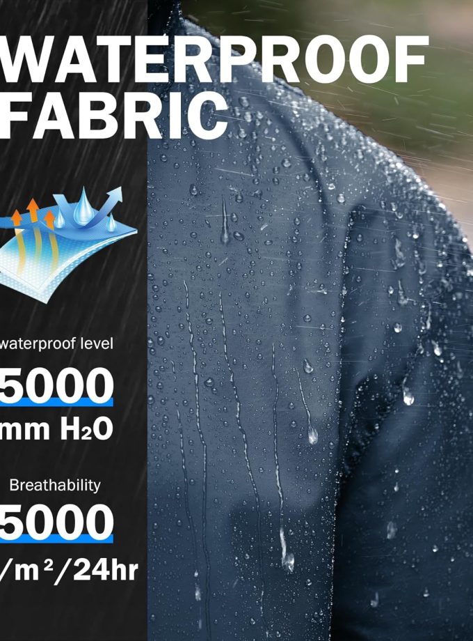 Men's Rain Jacket Waterproof with Hood Lightweight Raincoat for Golf Hiking Camping Cycling