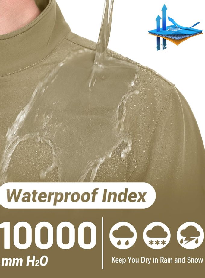 Men's Lightweight Softshell Jacket Waterproof Lightweight Fleece Lined Winter Coat with 4 Pockets Windbreaker