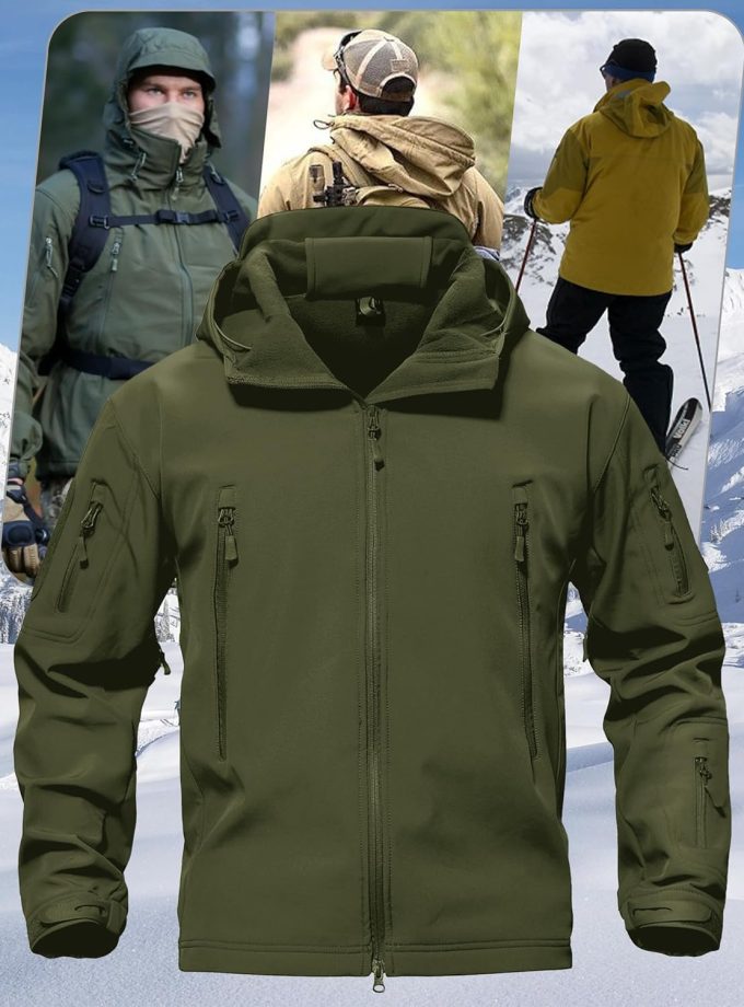 Men's Special Ops Military Tactical Soft Shell Winter Warm Fleece Lined Jacket Rain Hood Coat Hiking Snowboard