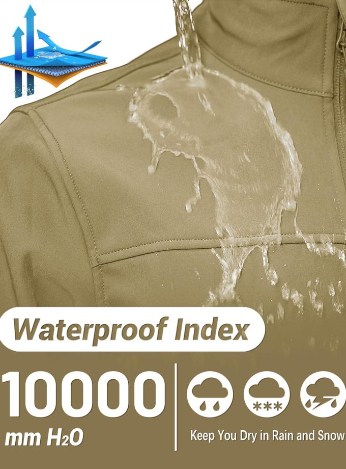 Men's Lightweight Softshell Jacket Fleece Lined Waterproof Tactical Rain Zip Up Winter Coat Windbreaker Casual