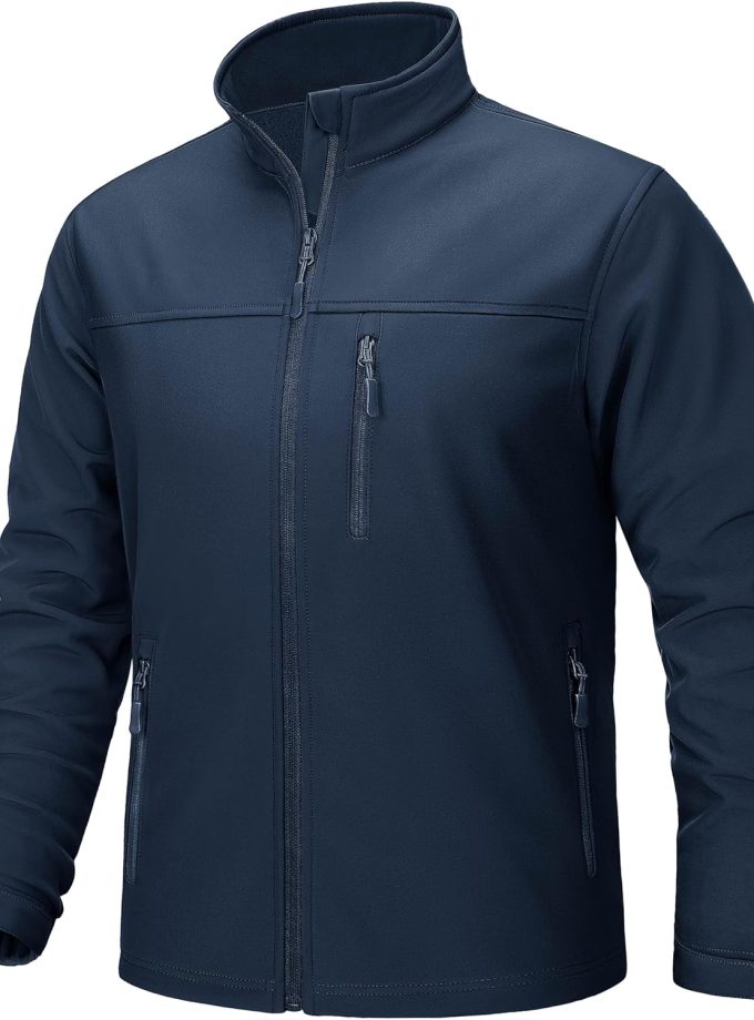 Men's Lightweight Softshell Jacket Fleece Lined Waterproof Tactical Rain Zip Up Winter Coat Windbreaker Casual
