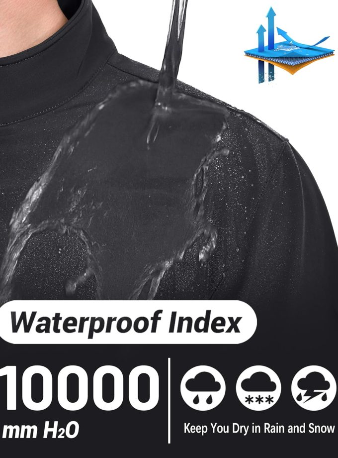 Men's Lightweight Softshell Jacket Waterproof Lightweight Fleece Lined Winter Coat with 4 Pockets Windbreaker